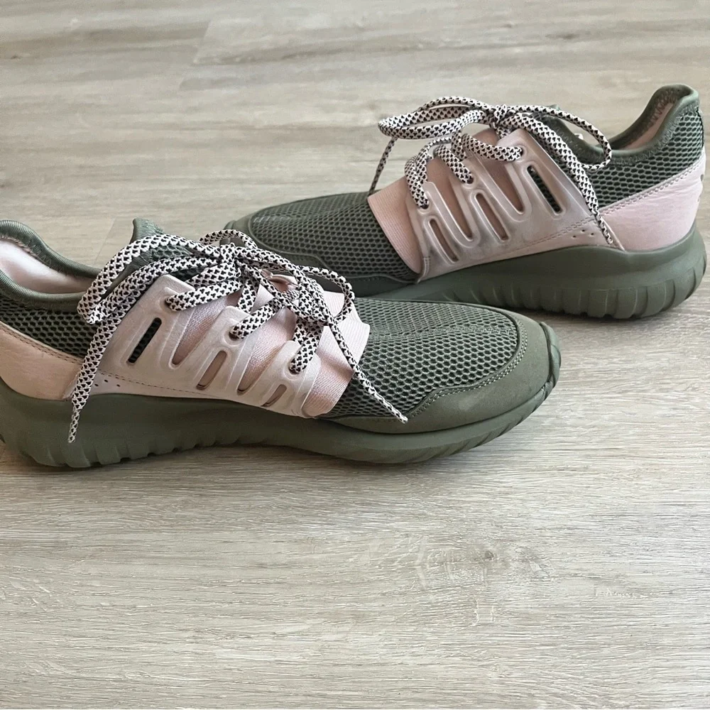 Adidas Tubular Radial Olive Green and Pink Women's Size 8